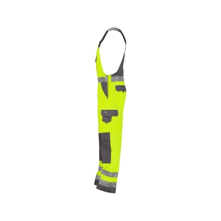 Cotte à bretelles haute visibilité multipoches avec genouillères Jaune fluo/gris ciment – Dassy Toulouse