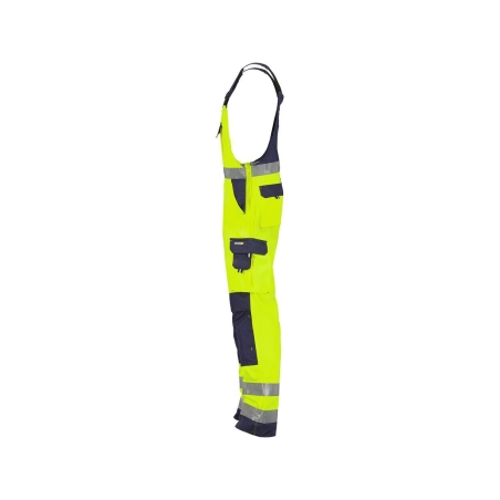 Cotte à bretelles haute visibilité multipoches avec genouillères Jaune fluo/marine coupe courte – Dassy Toulouse