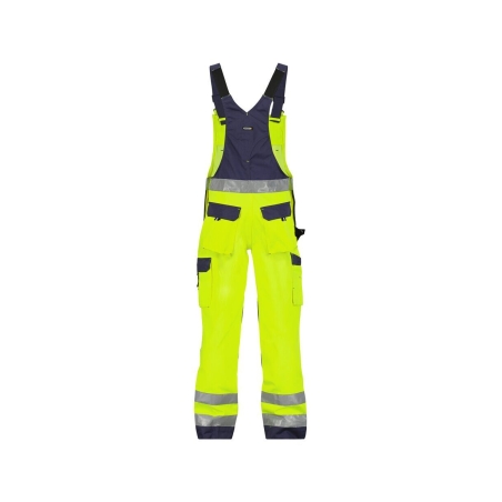 Cotte à bretelles haute visibilité multipoches avec genouillères Jaune fluo/marine – Dassy Toulouse