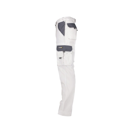 Pantalon de travail bicolore multipoches coupe droite 245 g/m² Blanc/gris ciment coupe longue – Dassy Nashville