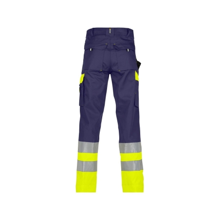 Pantalon de travail haute visibilité classe 1 multipoches Marine/jaune coupe courte – Dassy Omaha