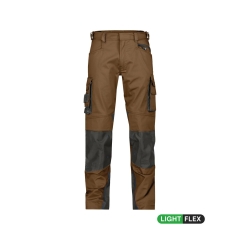 Pantalon de travail stretch multipoches genouillères Cordura Camel/gris anthracite coupe courte – Dassy Nova
