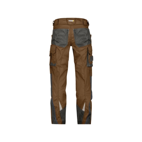 Pantalon de travail stretch multipoches genouillères Cordura Camel/gris anthracite coupe courte – Dassy Nova