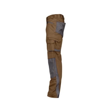 Pantalon de travail stretch multipoches genouillères Cordura Camel/gris anthracite coupe courte – Dassy Nova