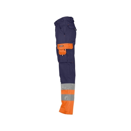 Pantalon de travail haute visibilité 300 g/m² multipoches Marine/orange – Dassy Omaha
