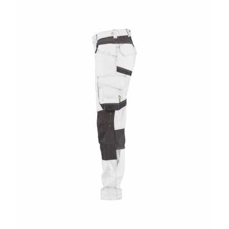Pantalon peintre femme stretch multipoches genouillères Blanc/gris anthracite – Dassy Dynax Women