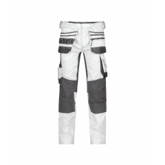 Pantalon de travail stretch multipoches entrejambe long Blanc/gris anthracite – Dassy Flux