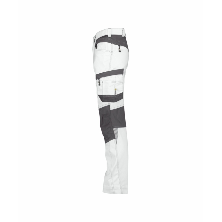 Pantalon de travail stretch quadri-directionnel multipoches Blanc/gris anthracite coupe courte – Dassy Helix