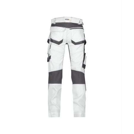 Pantalon de travail stretch multipoches entrejambe long Blanc/gris anthracite coupe courte – Dassy Flux