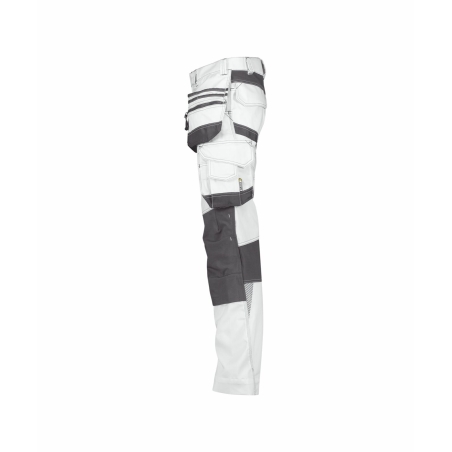 Pantalon de travail stretch multipoches entrejambe long Blanc/gris anthracite coupe courte – Dassy Flux
