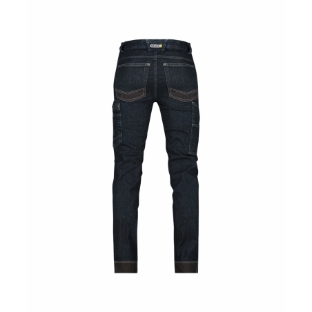 Jean de travail stretch slim fit multipoches renforcé Cordura Bleu jeans/noir coupe courte – Dassy Osaka