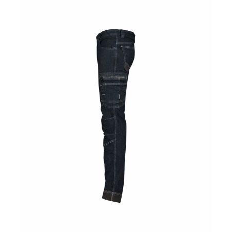 Jean de travail stretch slim fit multipoches renforcé Cordura Bleu jeans/noir – Dassy Osaka