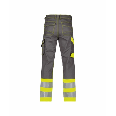 Pantalon de travail haute visibilité multipoches Cordura Gris ciment/jaune fluo coupe longue – Dassy Phoenix