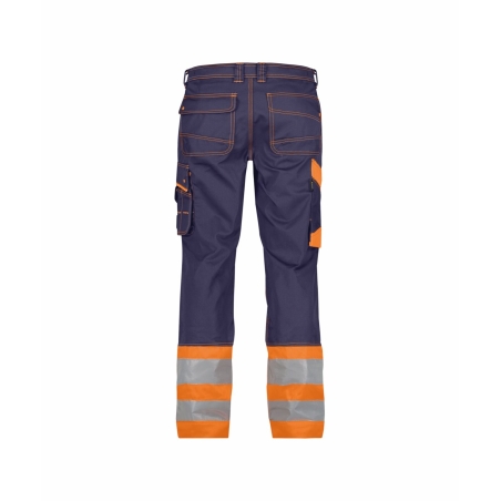 Pantalon de travail haute visibilité multipoches Cordura Marine/orange fluo coupe courte – Dassy Phoenix