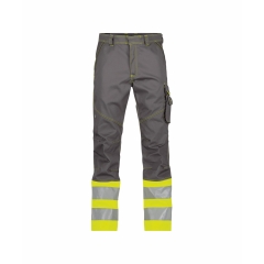 Pantalon de travail haute visibilité multipoches Cordura Gris ciment/jaune fluo – Dassy Phoenix