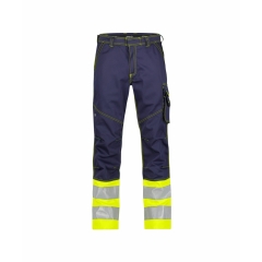 Pantalon de travail haute visibilité multipoches Cordura Marine/jaune fluo – Dassy Phoenix