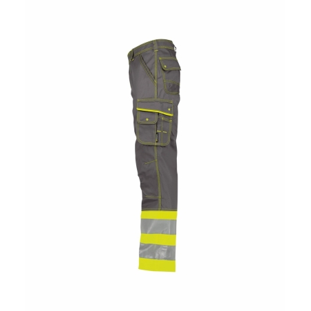 Pantalon de travail haute visibilité multipoches Cordura Gris ciment/jaune fluo – Dassy Phoenix