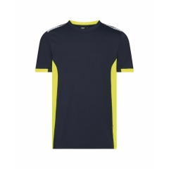 T-shirt de travail col rond avec détails réfléchissants Bleu nuit/jaune fluo – Dassy Tampico
