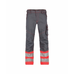 Pantalon de travail haute visibilité multipoches Cordura Gris ciment/rouge fluo – Dassy Phoenix