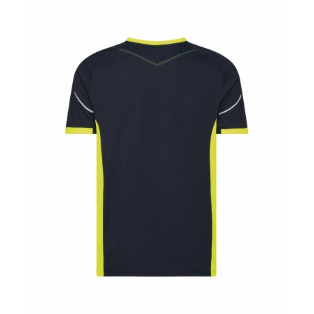 T-shirt de travail col rond avec détails réfléchissants Bleu nuit/jaune fluo – Dassy Tampico