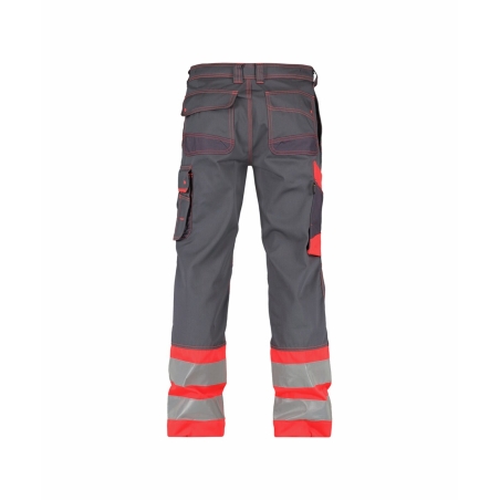 Pantalon de travail haute visibilité multipoches Cordura Gris ciment/rouge fluo – Dassy Phoenix