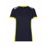 T-shirt de travail femme col rond avec détails réfléchissants Bleu nuit/jaune fluo – Dassy Tampico Women
