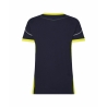 T-shirt de travail femme col rond avec détails réfléchissants Bleu nuit/jaune fluo – Dassy Tampico Women