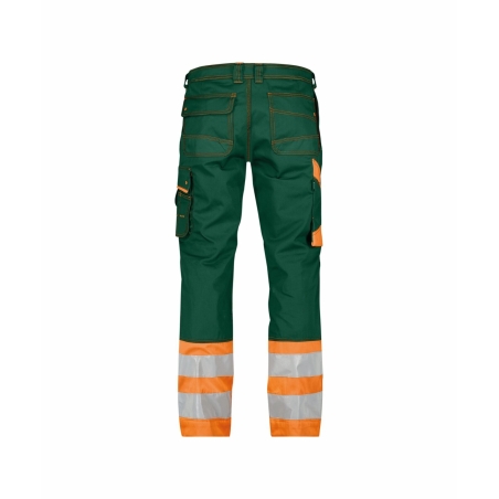 Pantalon de travail haute visibilité multipoches Cordura Vert/orange fluo coupe courte – Dassy Phoenix