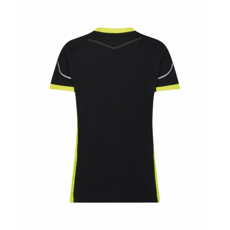 T-shirt de travail femme col rond avec détails réfléchissants Noir/jaune fluo – Dassy Tampico Women