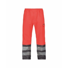 Pantalon haute visibilité imperméable classe 3 EN ISO 20471 Rouge fluo/gris ciment – Dassy Sola