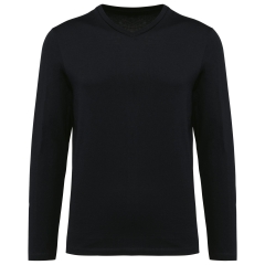 T-shirt Supima® col V manches longues homme Noir – Kariban Premium
