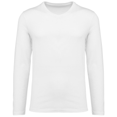 T-shirt Supima® col V manches longues blanc Kariban Premium