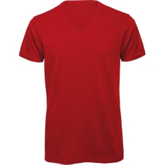 T-shirt bio col V homme Rouge B&C Inspire – 140 g/m²