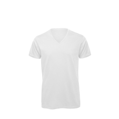 T-shirt bio col V homme Blanc B&C Inspire 140 g/m²