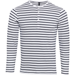 T-shirt rayé manches longues Long John Blanc/Marine Premier