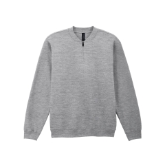 Sweat-shirt 1/4 zip molleton gris Gildan – 284 g/m²