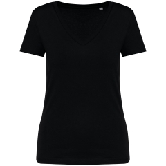 T-shirt écoresponsable col V femme Noir – Native Spirit