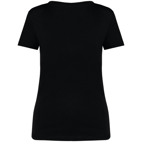 T-shirt écoresponsable col V femme Noir – Native Spirit – vue 2