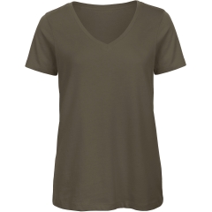 T-shirt Organic col V Femme Vert Khaki B&C – 140 g/m²