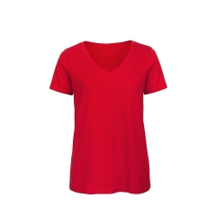 T-shirt Organic col V Femme Rouge B&C – Inspire