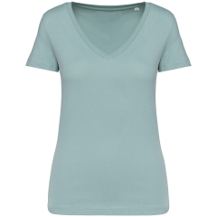 T-shirt écoresponsable col V femme Vert Jade Native Spirit