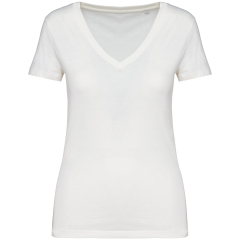 T-shirt écoresponsable col V femme Blanc Native Spirit (NS334)