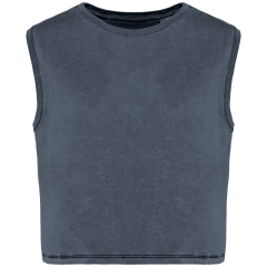 T-shirt crop sans manche écoresponsable femme Gris délavé minéral Native Spirit