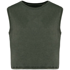 T-shirt crop sans manche oversize vert khaki – Native Spirit