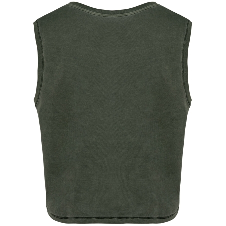 T-shirt crop sans manche oversize vert khaki – Native Spirit – vue 2