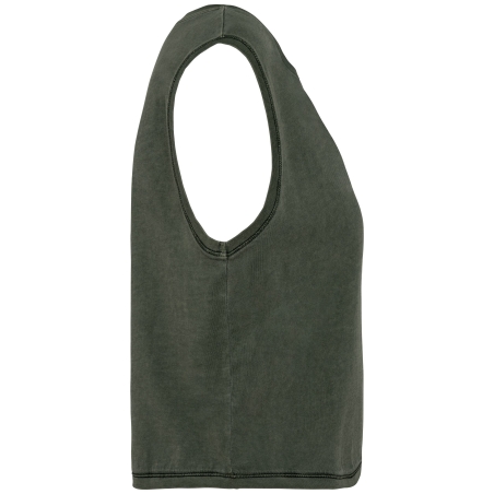 T-shirt crop sans manche oversize vert khaki – Native Spirit – vue 3