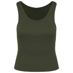 Débardeur écoresponsable côtelé femme Vert Organic Khaki – Native Spirit