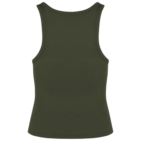 Débardeur écoresponsable côtelé femme Vert Organic Khaki – Native Spirit – vue 2