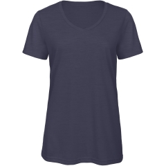 T-shirt Triblend Col V Femme Marine B&C – 130 g/m²