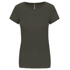 T-shirt col rond femme slim Dark Khaki Kariban